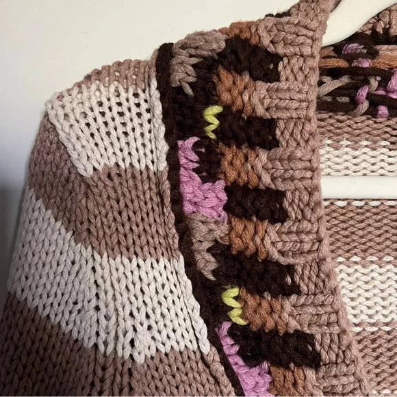 Anthropologie Sparrow Beige Striped Cardigan Size Small - Picture 3 of 10